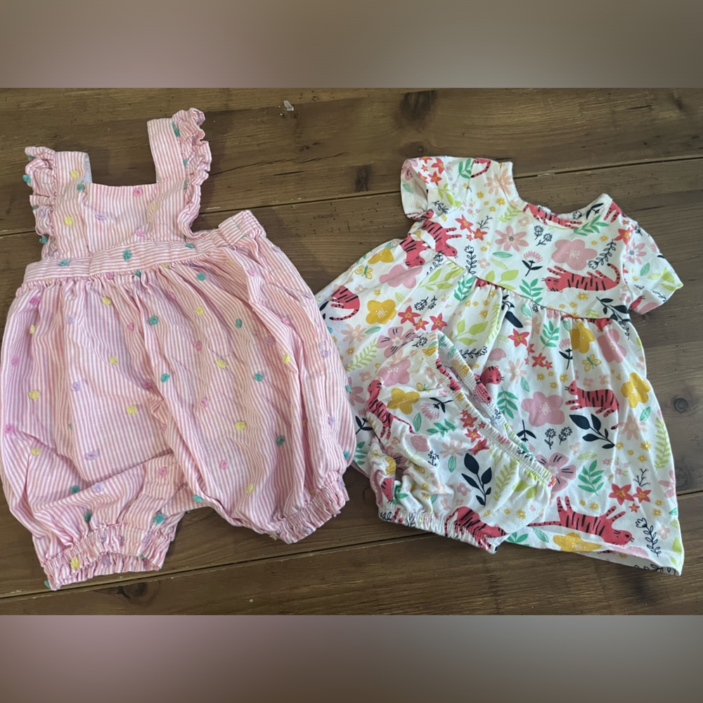 Charming Baby Rompers Set - Pink Stripes and Floral